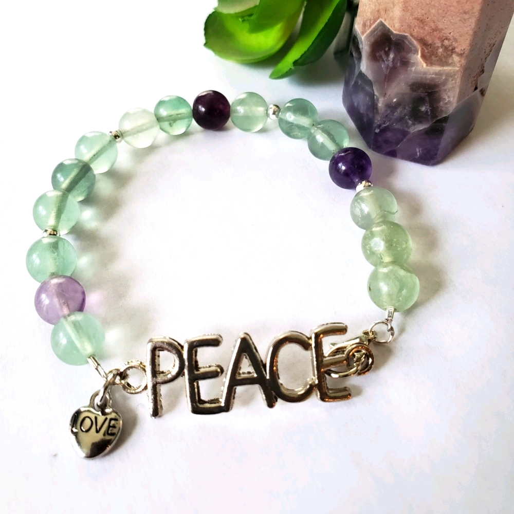 Inspirational message Bracelet with Natural Crysta